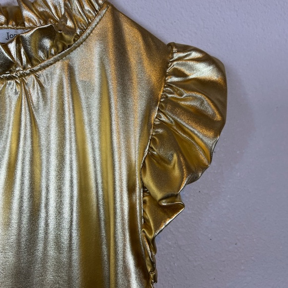 JODIFL Metallic Gold Ruffle Sleeve Mini Dress. Perfect party dress. Size S - Picture 4 of 5